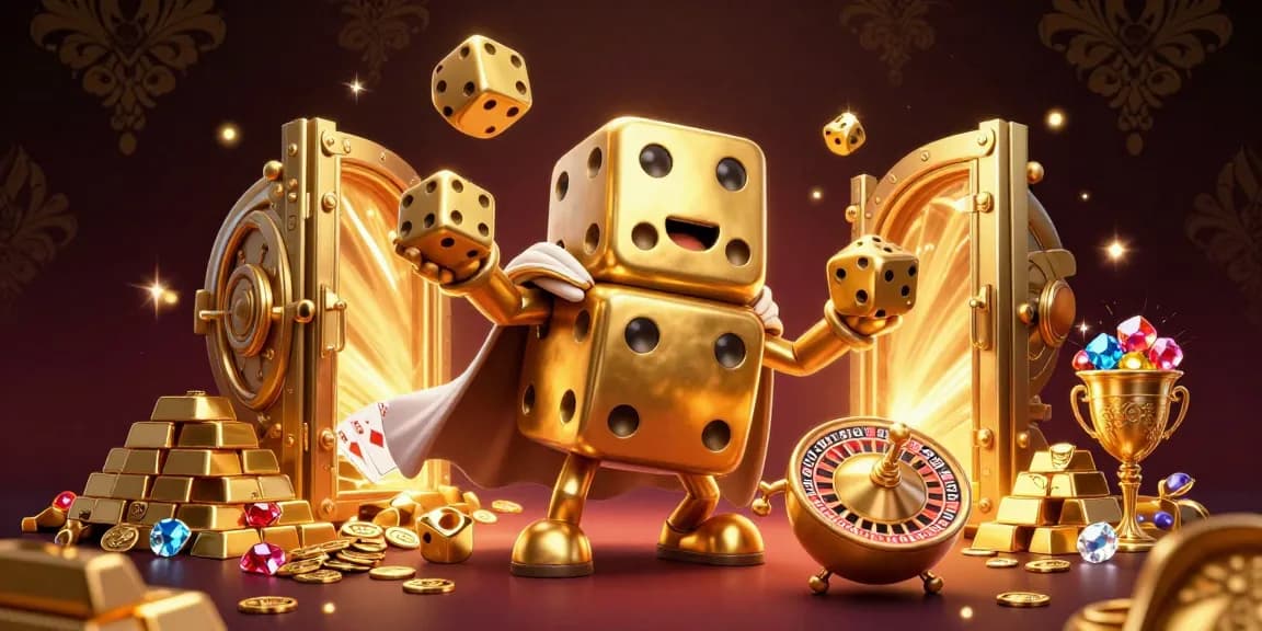 Experience good 88 casino gaming excitement with dynamic golden dice and treasure elements.