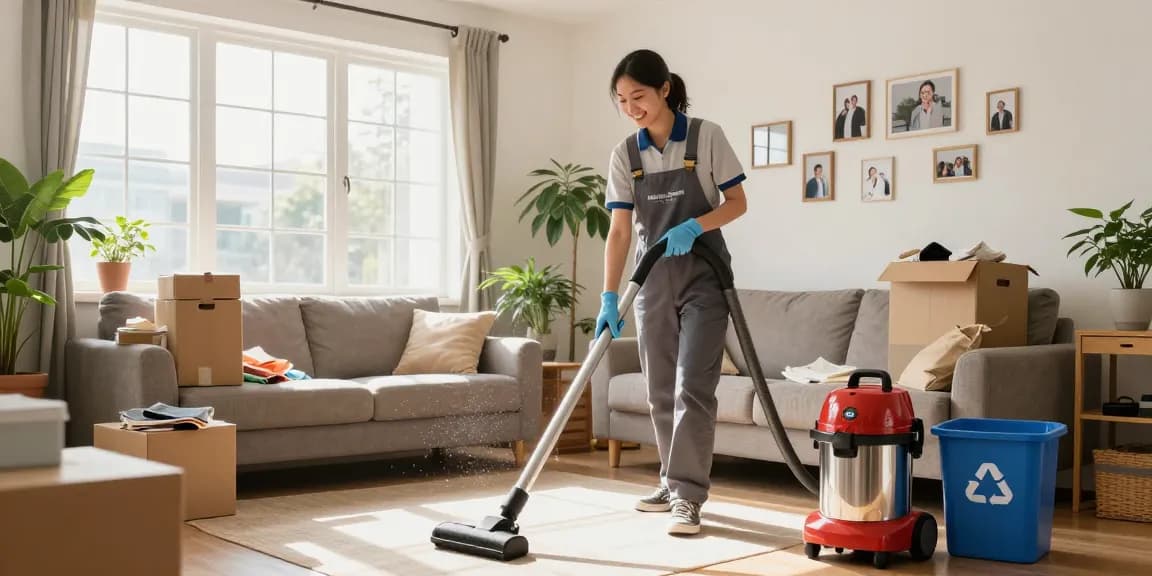 Efficient house clearance service revitalizing a cluttered living room with eco-friendly practices.
