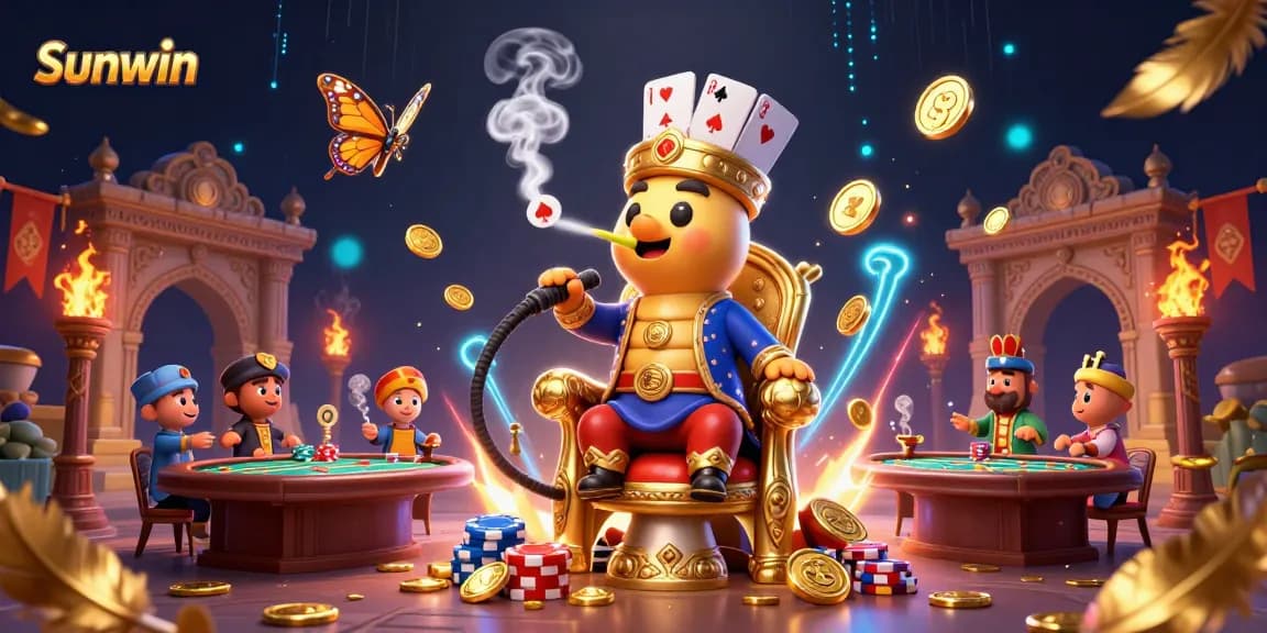 Engage in thrilling poker action with Sunwin's vibrant casino scene, showcasing exciting gameplay elements.