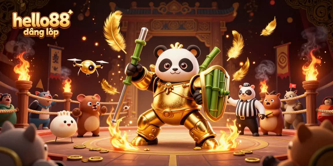 Experience thrilling gameplay with hello88 đăng nhập, showcasing a colorful 3D casino arena filled with action-packed elements.