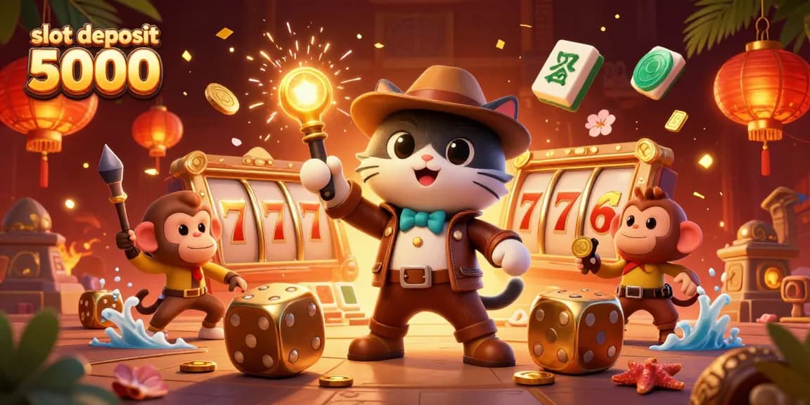 Engage with thrilling slot deposit 5000 action among vibrant characters in a rich 3D casino scene.