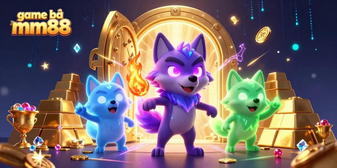 Experience thrilling game bài mm88 with vibrant ghostly wolves surrounded by treasures and gaming elements.
