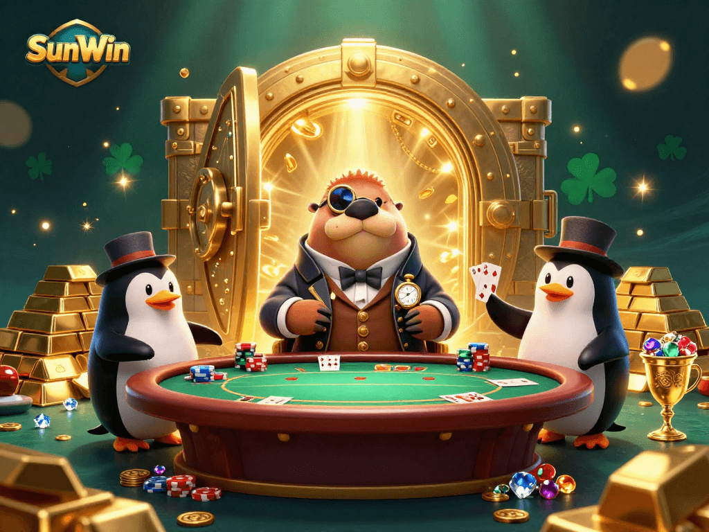 Experience thrilling gameplay with SunWin at an underwater poker table surrounded by treasures.