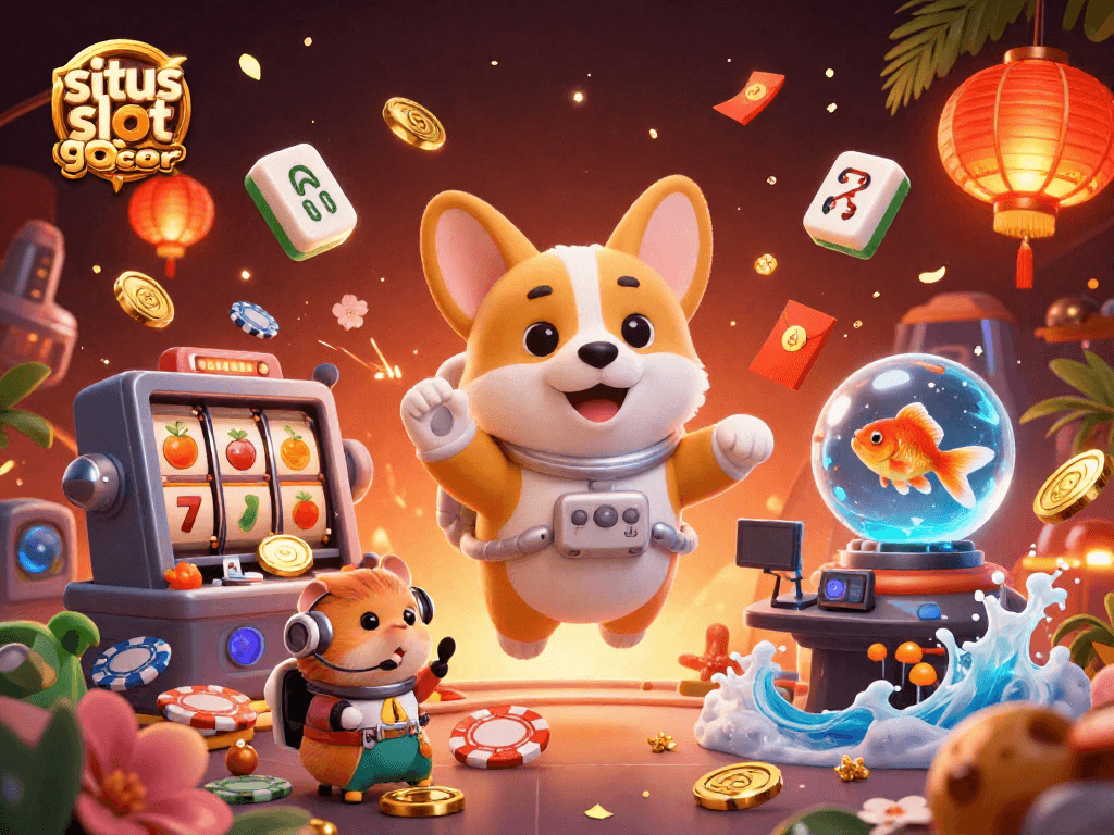 Spin the winnings at situs slot gacor with animated characters celebrating a jackpot.