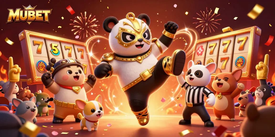 MUBET engages players in thrilling slot action with a cinematic wrestling panda and exhilarating atmosphere.