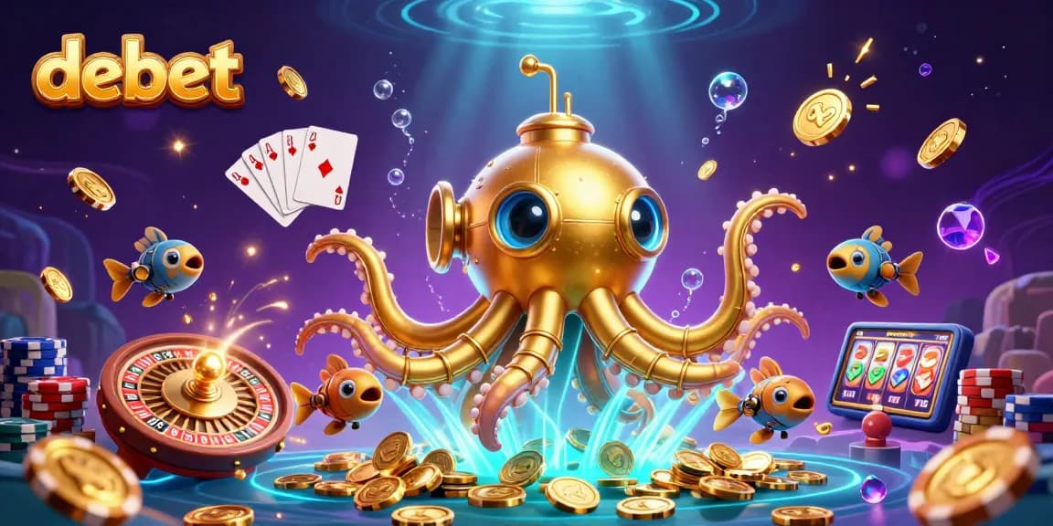 Experience thrilling gameplay with the debet casino, featuring immersive 3D illustrations of golden kraken and dynamic game elements.