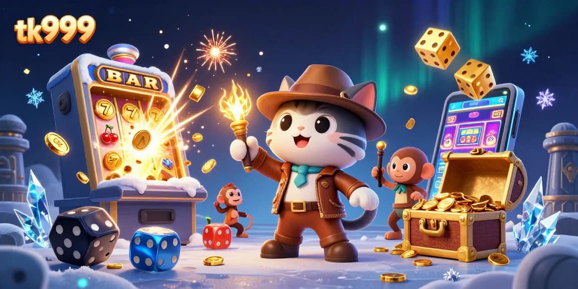 Experience jackpot thrills with tk999 featuring an archaeologist cat and dynamic casino elements.