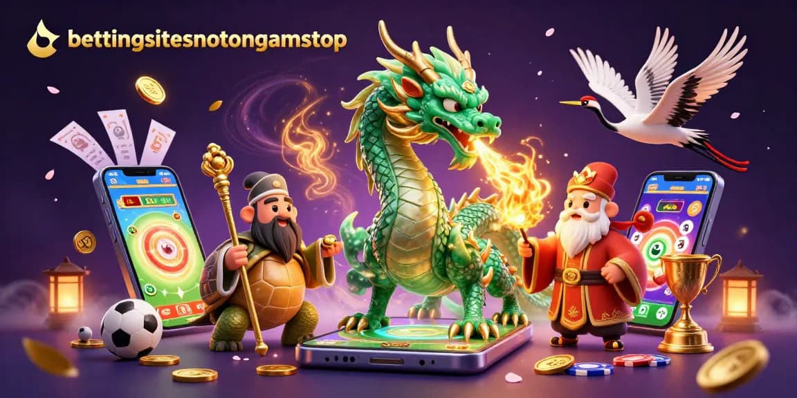 Bet on football with bettingsitesnotongamstop, featuring a vibrant 3D scene of characters and betting elements.