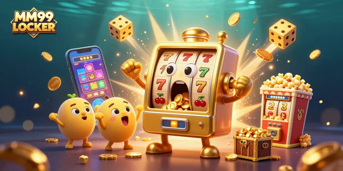 Experience the excitement of MM99 LOCKER with vibrant slot machines winning jackpots amid flashing lights and fun!