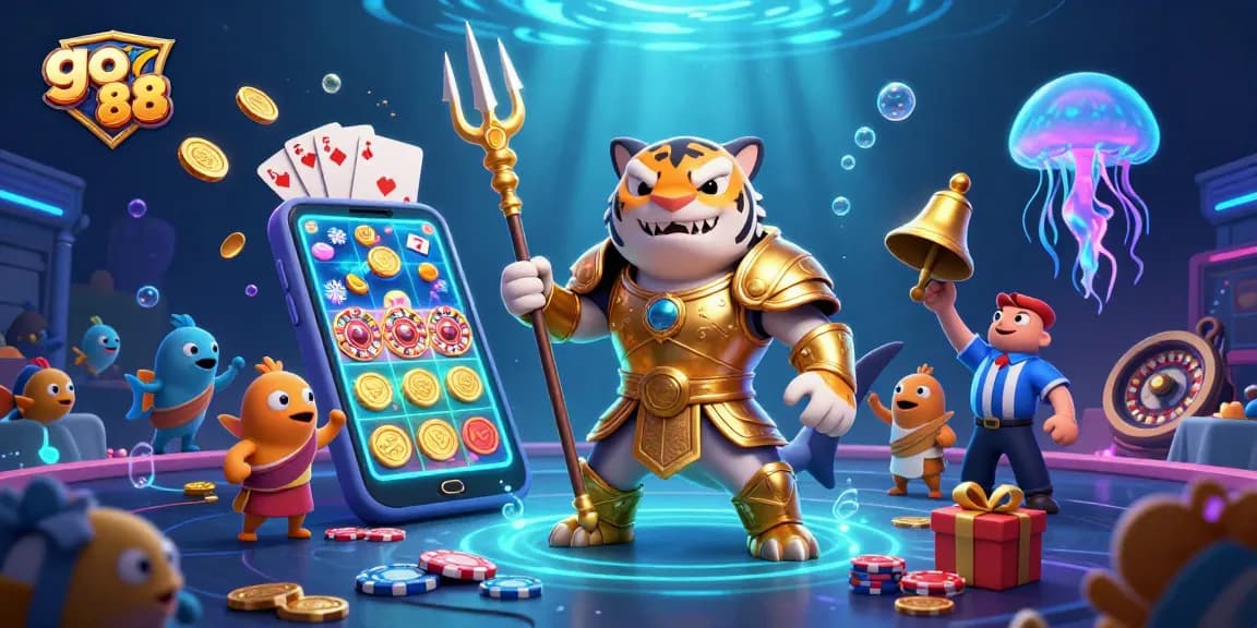 Watch go 88 come alive with vibrant slot game action, a dynamic underwater scene depicting excitement in gambling.