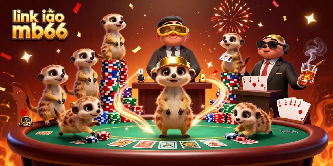 Experience the excitement of link vào mb66 with adorable meerkats running a vibrant casino.