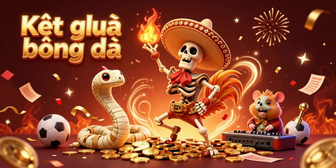 Kết quả bóng đá illustrated with a mariachi rooster celebrating on coins, showcasing sports betting elements.