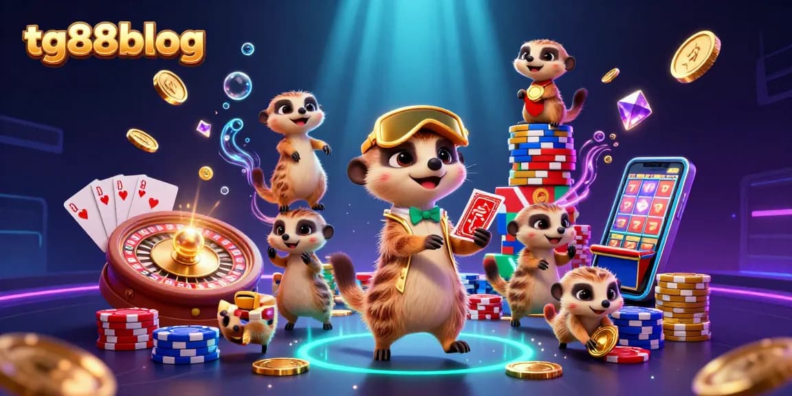 Experience the vibrant energy of tg88blog as meerkats operate a bustling casino with dynamic games and shimmering chips.