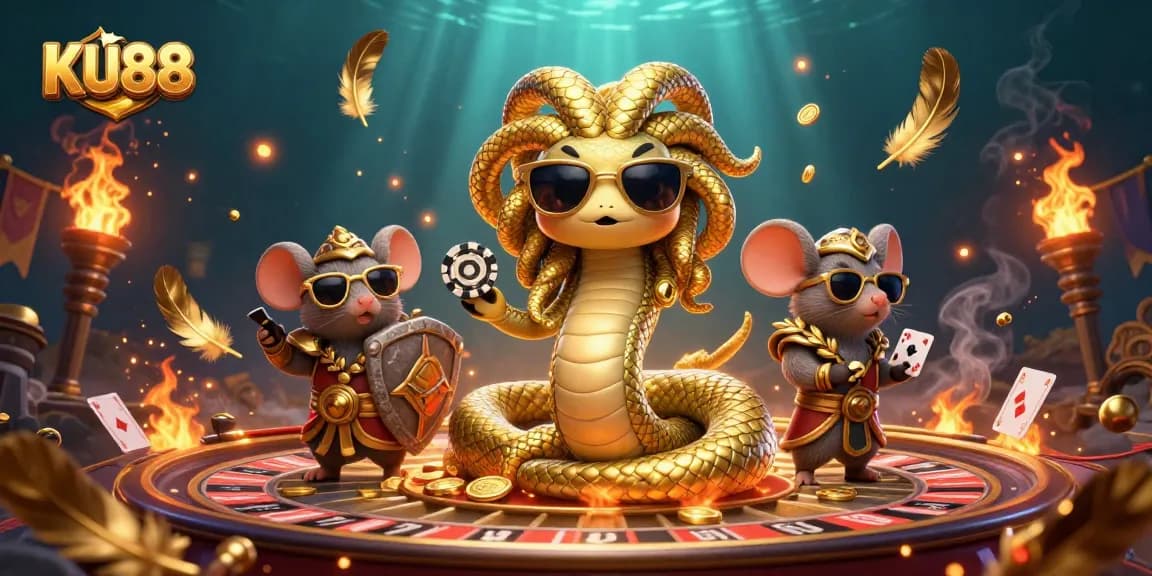 Engage with KU88's thrilling online adventures featuring vibrant casino elements and playful characters.
