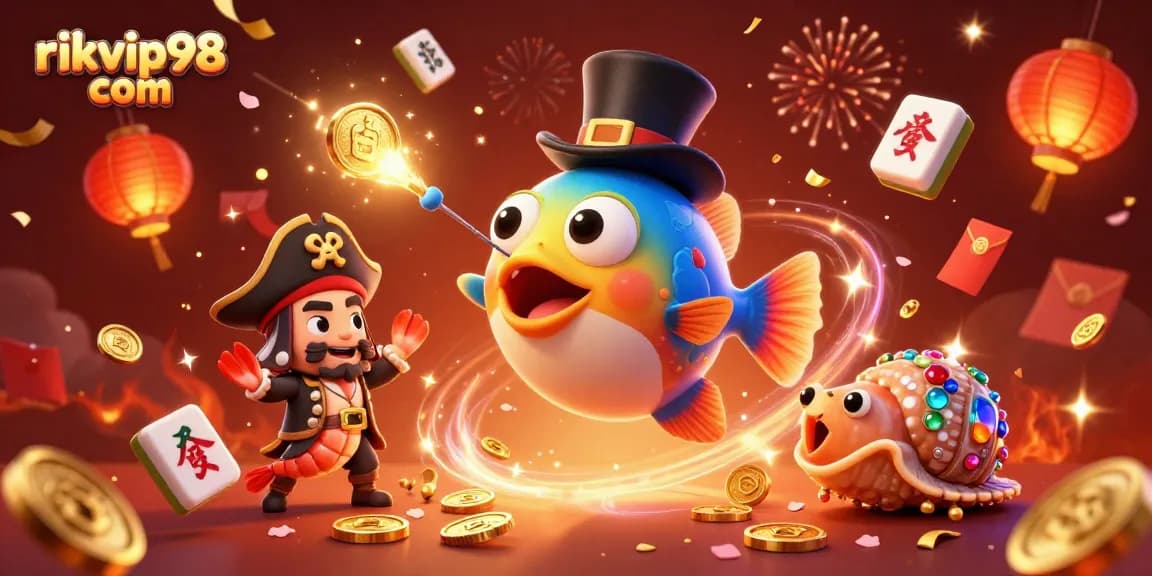 Experience the excitement of rikvip98 com with thrilling 3D casino characters attracting golden coins.