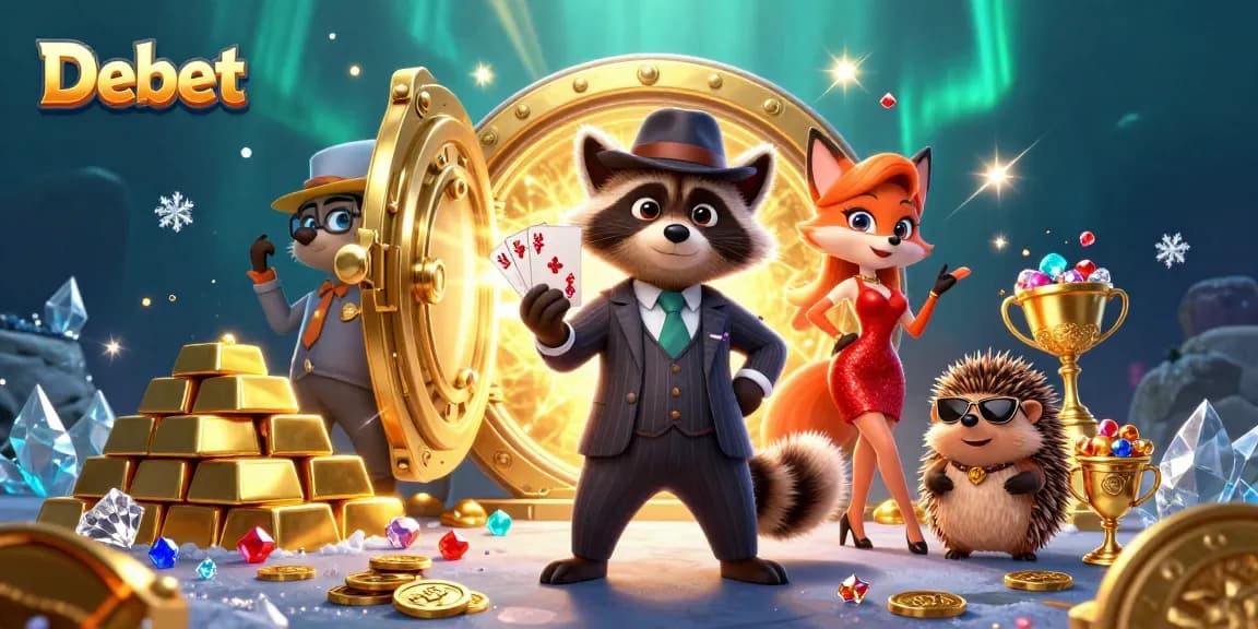 Engage with Debet as the suave raccoon and charming fox celebrate a big win at the casino.