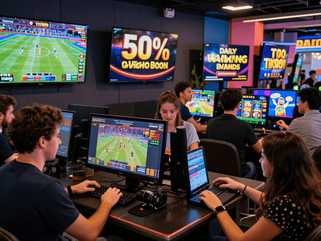 Players immersed in the TK 999 online sports betting and casino experience, showcasing excitement and engagement.