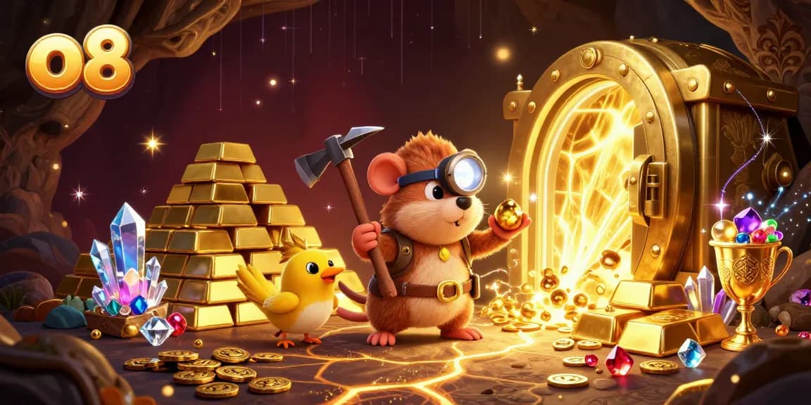 Experience the thrill of o8 casino gaming with vibrant treasure-filled illustration.
