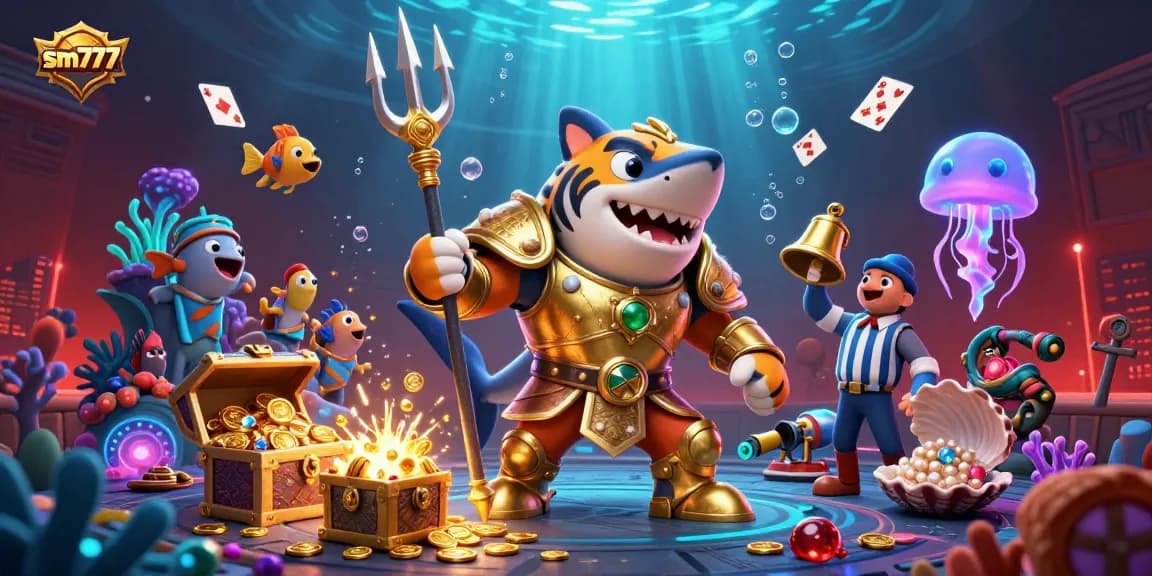 Engage with the thrilling world of sm777 as a fierce tiger shark dominates the underwater colosseum scene.