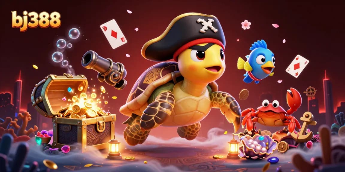 Engage in exciting gameplay at bj388 with colorful treasures and vibrant characters in a dynamic gambling scene.