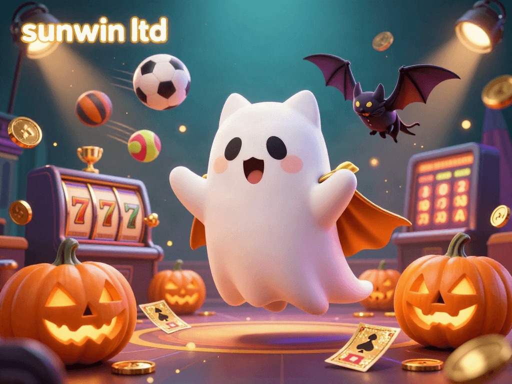 Bet big at sunwin ltd with our playful ghost cat in a haunted casino scene bursting with energy.