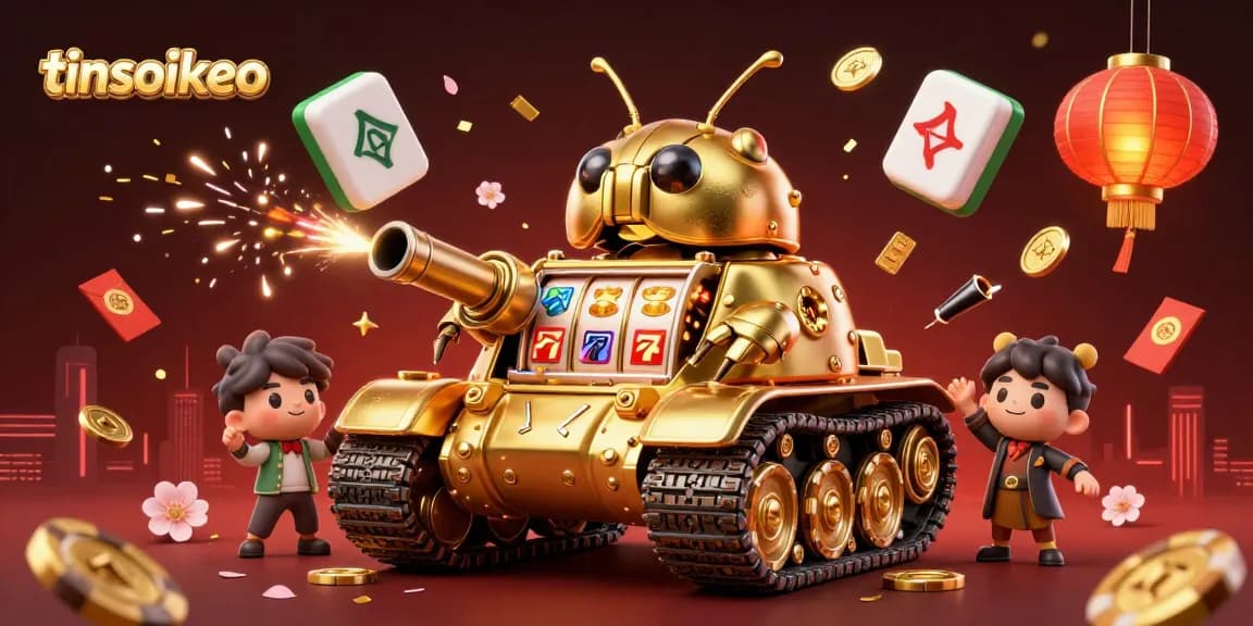 Experience thrilling gameplay at tinsoikeo with a dynamic illustration of a casino-themed beetle tank.