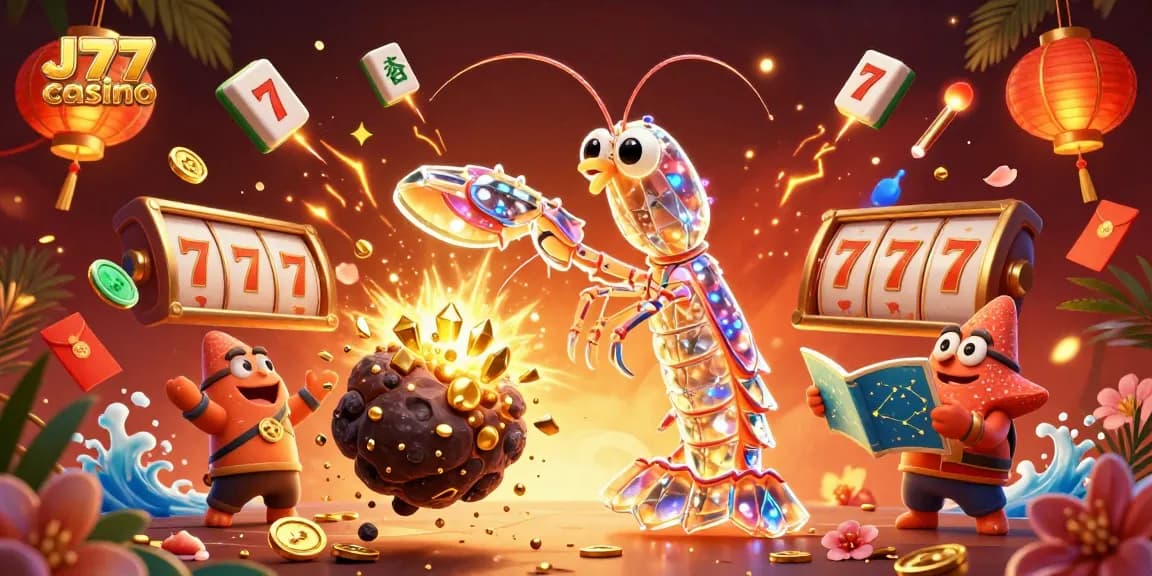 Experience the thrill of J77 casino with 3D galactic samurai and vibrant game elements.