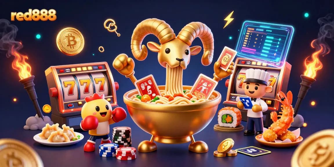 Experience thrilling gaming action with red888's vibrant 3D casino scene featuring unique animated characters.