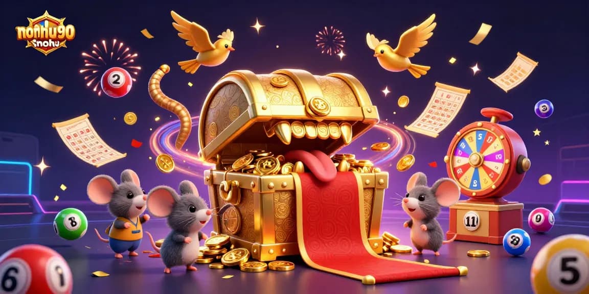 Spin to win at nohu90nohu with dynamic lottery balls and golden treasures luring players in.