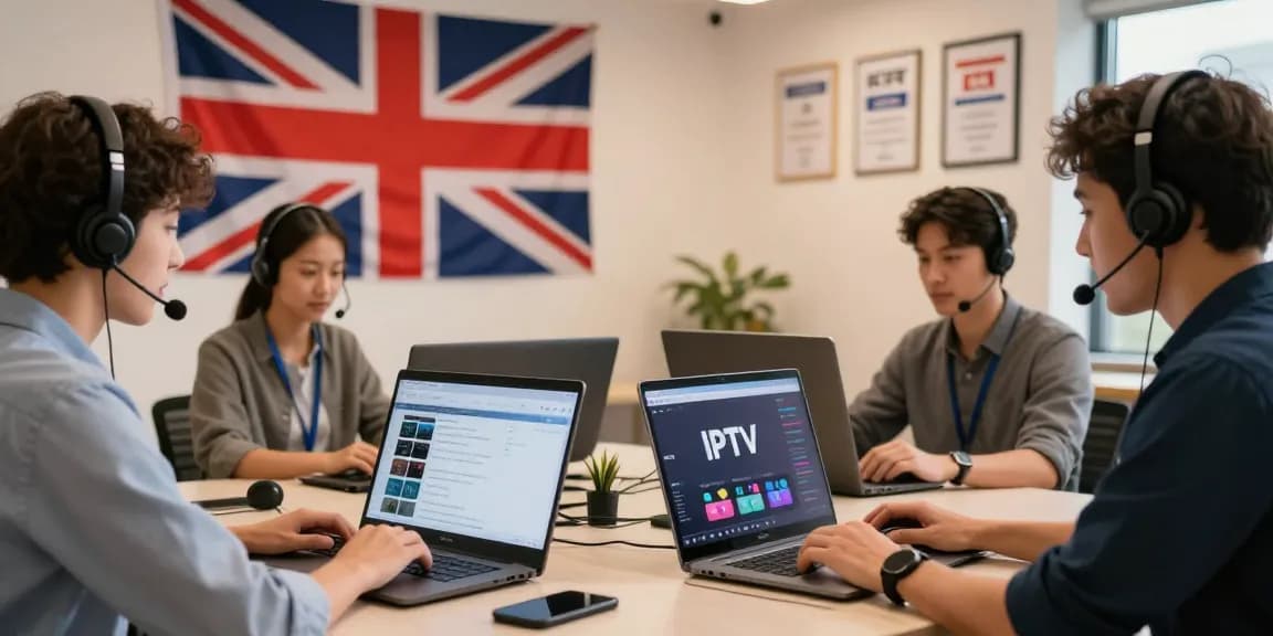 Trusted IPTV UK reseller support team in a professional office setting.