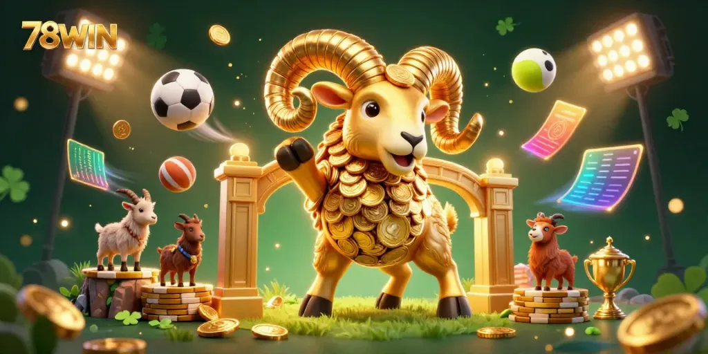 Experience thrilling moments at 78WIN with dynamic sports betting elements in this vibrant illustration.