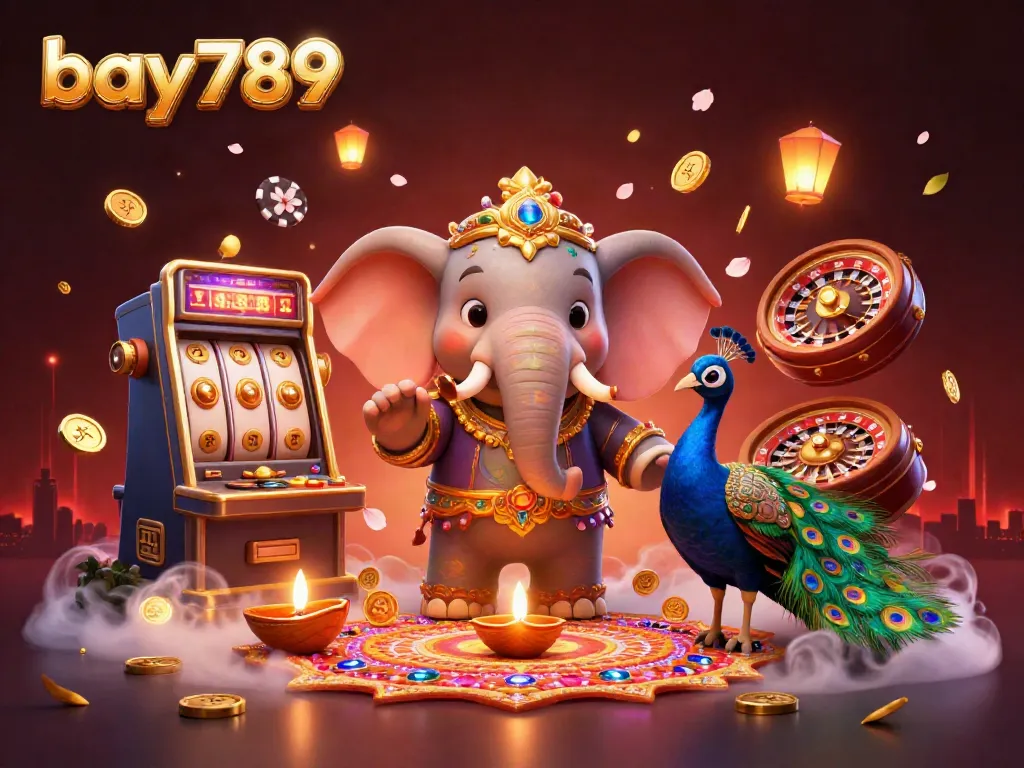 Experience the excitement of bay789 with colorful casino elements and festive characters celebrating a grand win.