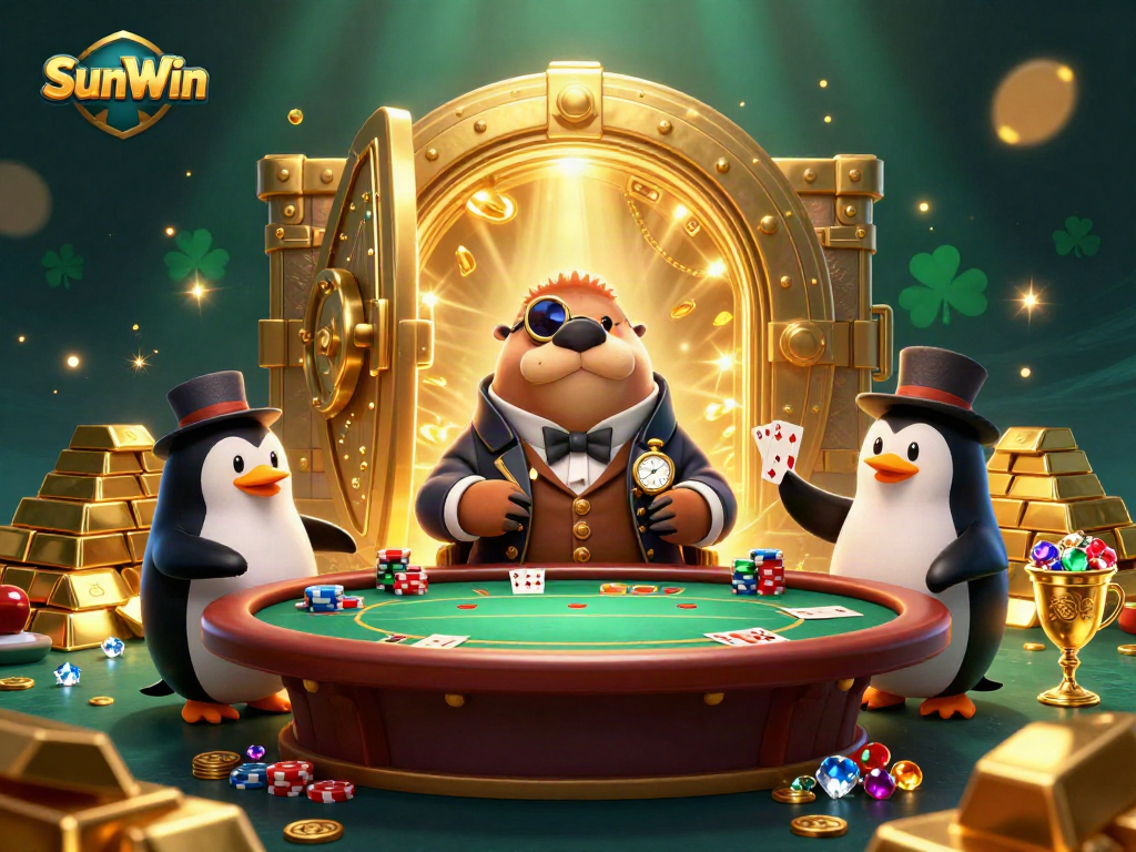 Experience thrilling gameplay with SunWin at an underwater poker table surrounded by treasures.