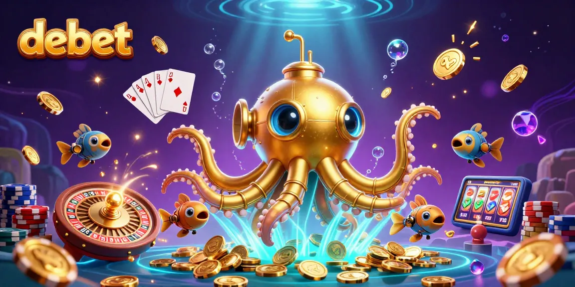 Experience thrilling gameplay with the debet casino, featuring immersive 3D illustrations of golden kraken and dynamic game elements.