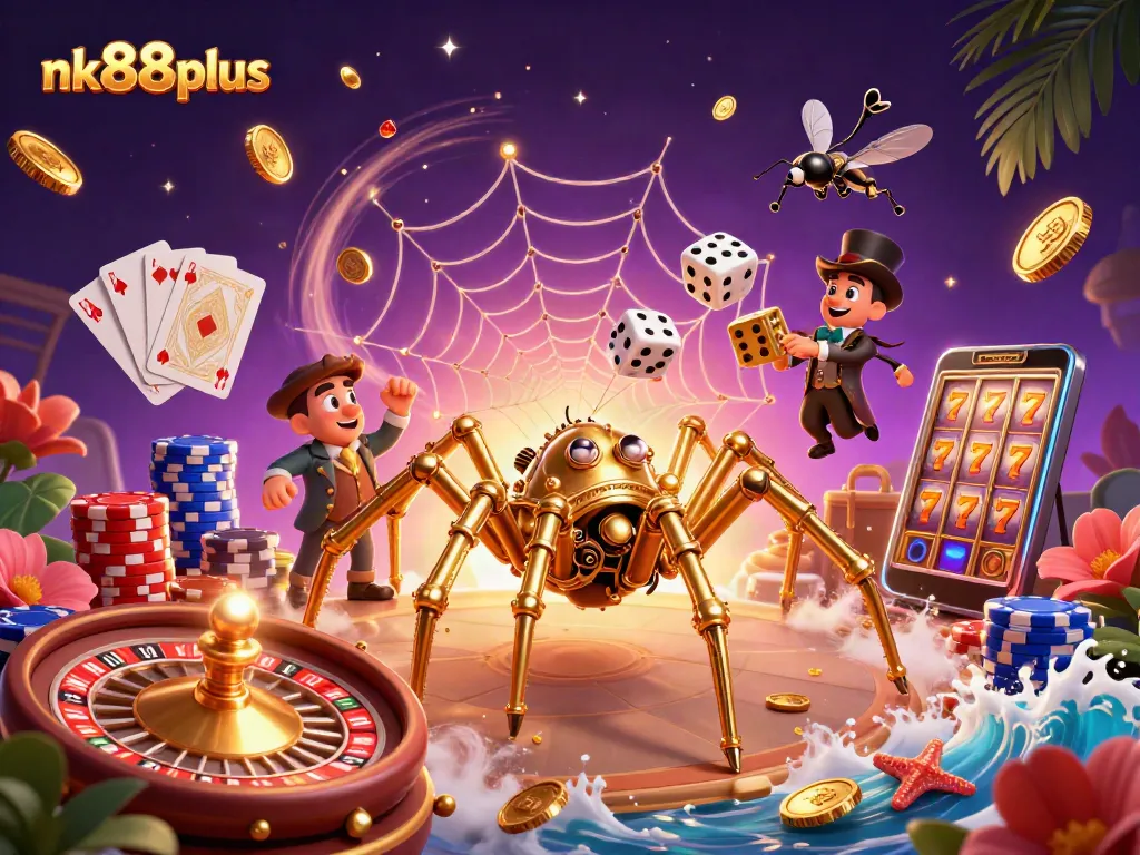 Engage in thrilling casino games at nk88plus with an intricate spider web of rewards and vibrant winning elements.