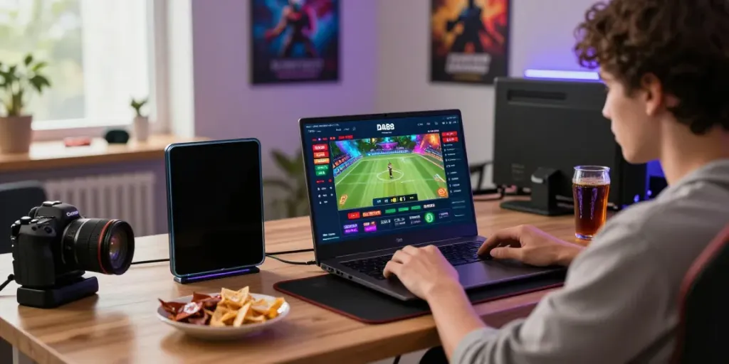 Engaged user playing on DA88 platform with vibrant gaming interface.