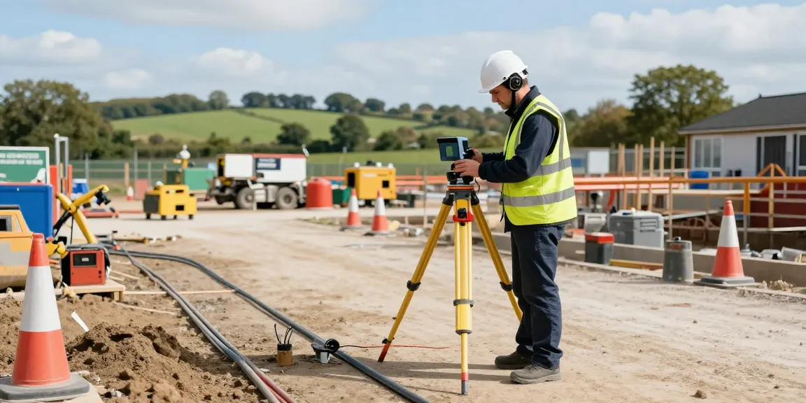 Utility Survey Surrey expert using ground-penetrating radar to map underground utilities at a construction site.