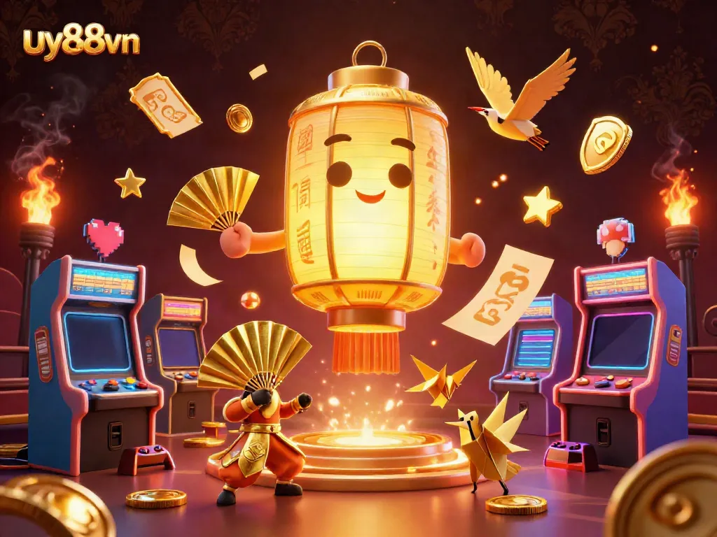 Experience the vibrant excitement of uy88vn's casino atmosphere bustling with golden characters and immersive gaming