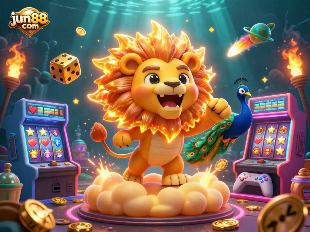 Experience thrilling gameplay at jun88 com with vibrant casino-themed 3D elements and characters.