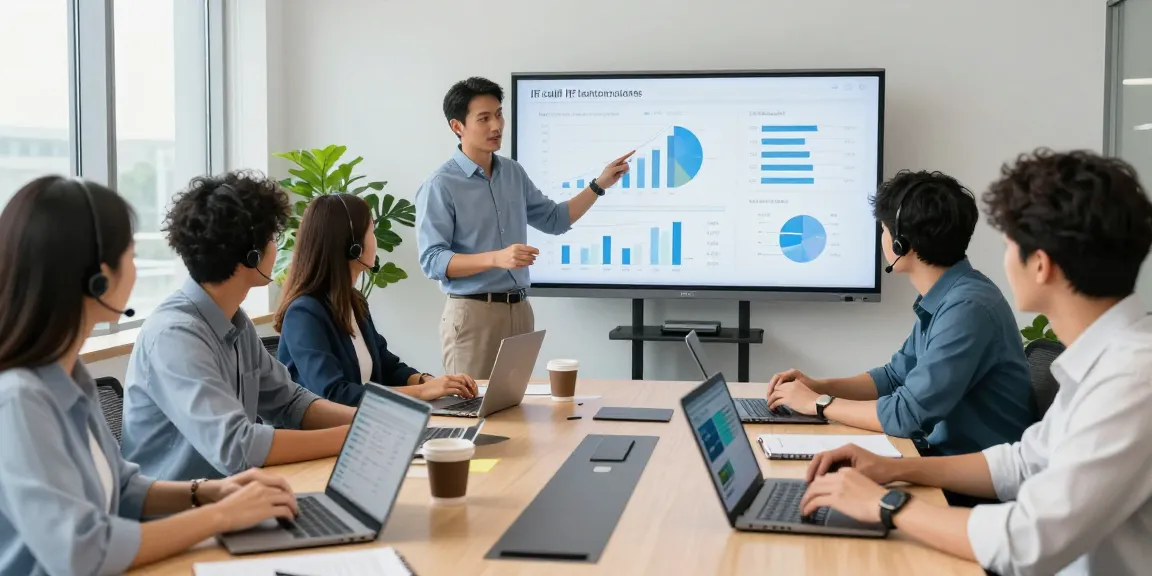 IT support for business team collaborating in a modern office environment showcasing technology solutions.