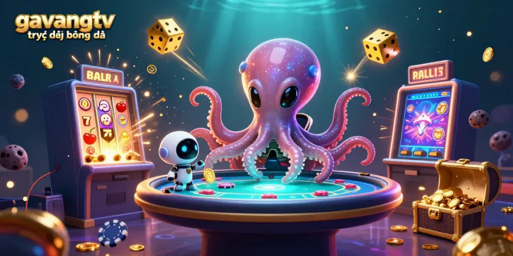 Experience gavangtv trực tiếp bóng đá with an ultra-detailed alien poker scene bursting with excitement.
