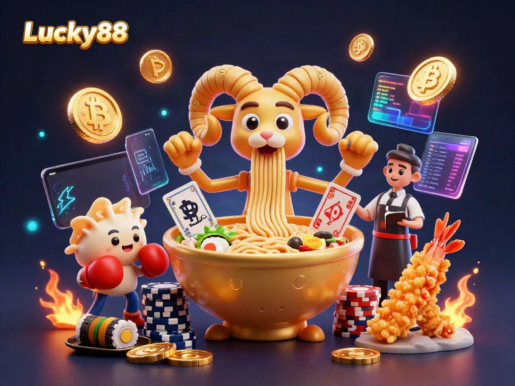 Engage in thrilling games at Lucky88 with vibrant characters and dynamic casino elements.