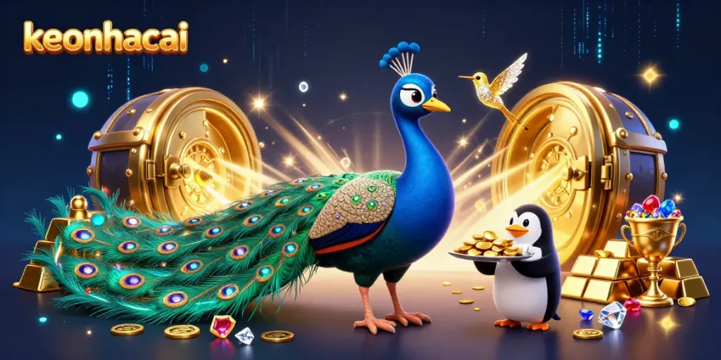 Bettors indulge in the luxurious keonhacai experience with golden chips, gems, and riches.