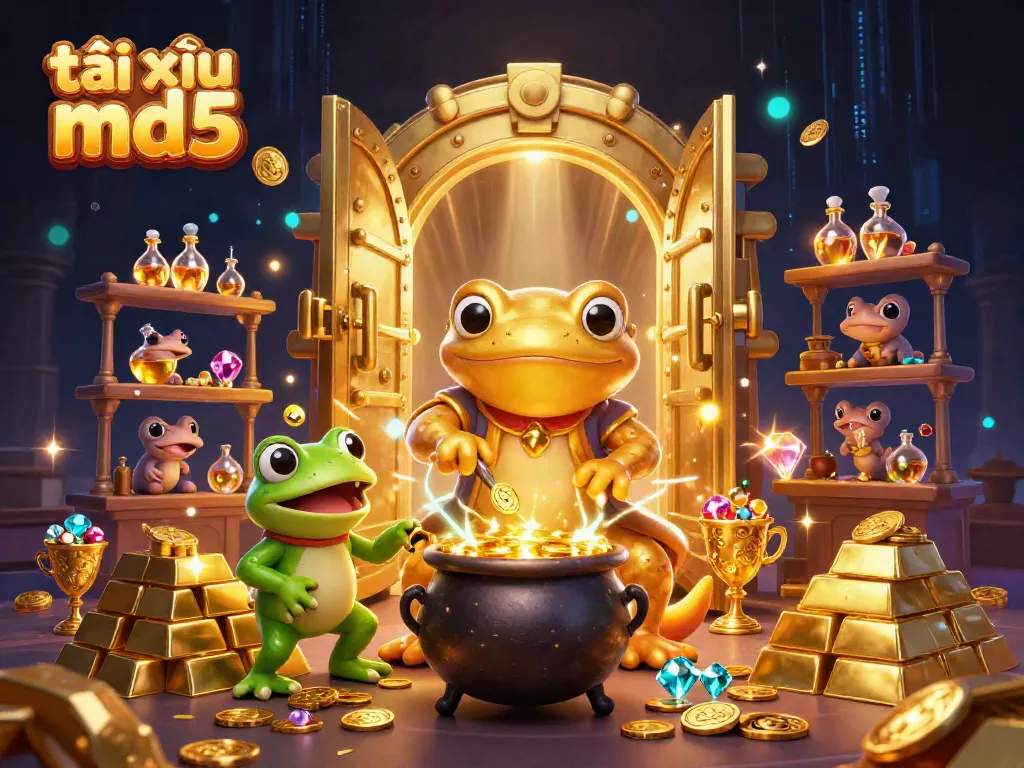 Engage in tài xỉu md5 with a vibrant 3D illustration showcasing an alchemist and magical elements.