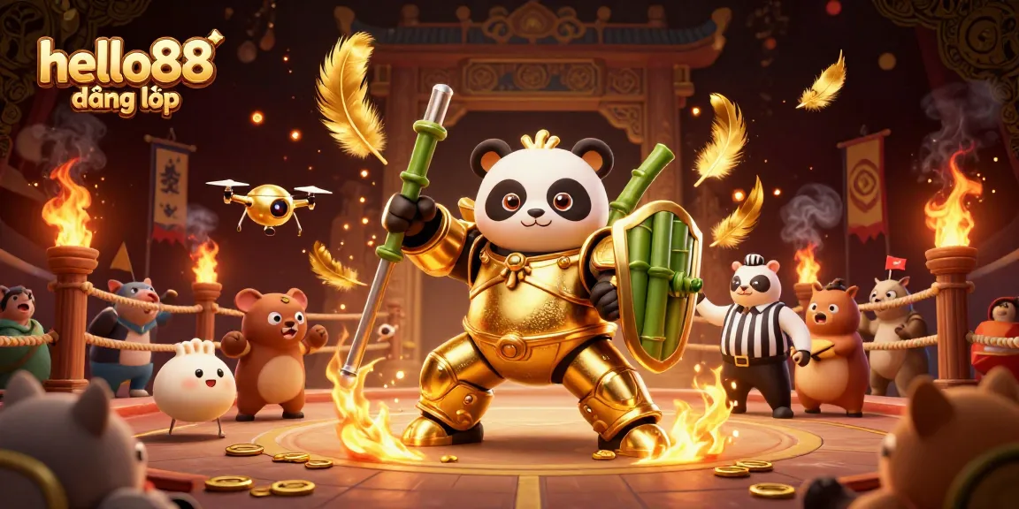 Experience thrilling gameplay with hello88 đăng nhập, showcasing a colorful 3D casino arena filled with action-packed elements.